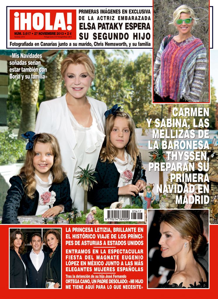 La baronesa Thyssen con sus hijas en una portada de ¡HOLA!