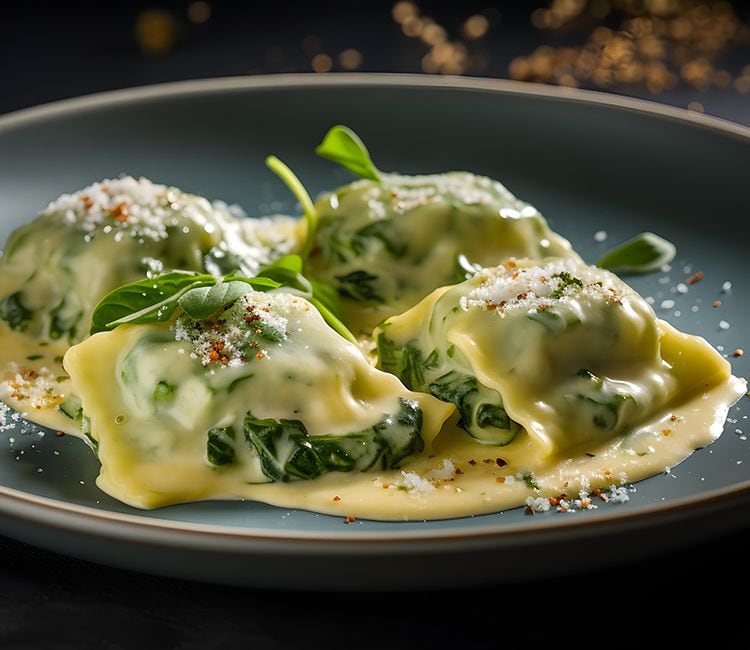 Raviolis de espinacas con 'beurre blanc'