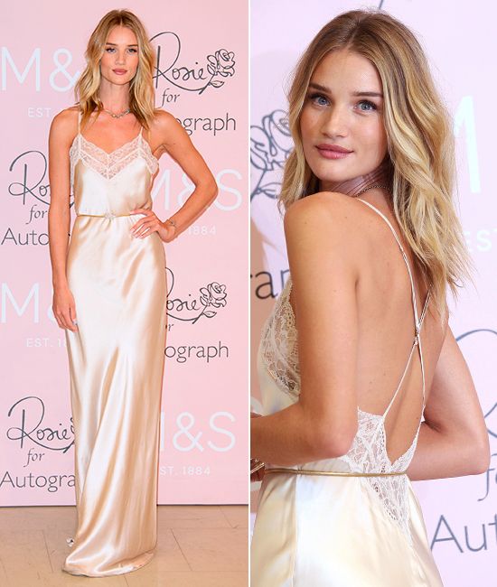 Rosie Huntington-Whiteley, con un vestido lencero