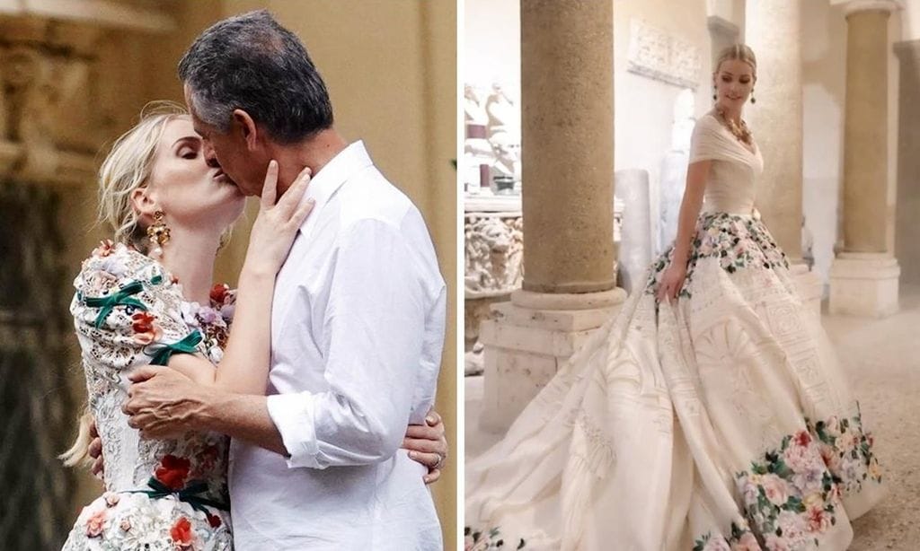 
A a derecha la sobrina de Diana de Gales protagonizando una sesión de fotos en Roma, al día siguiente de su boda.
