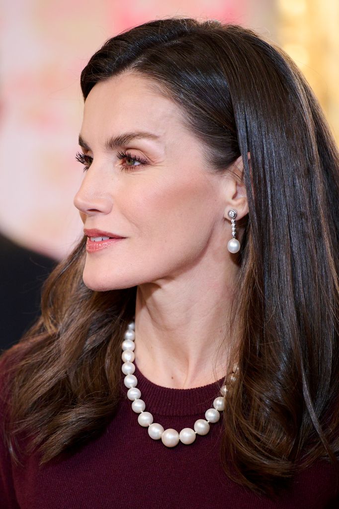 MADRID, SPAIN - JANUARY 06: Queen Letizia of Spain attends the Pascua Militar ceremony at the Royal Palace on January 06, 2025 in Madrid, Spain. (Photo by Carlos Alvarez/Getty Images)