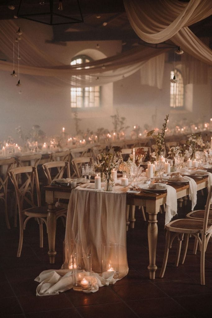 Decoración de mesas de boda con velas