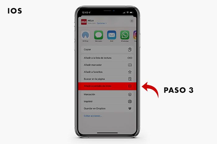 Acceso directo Hola.com ios