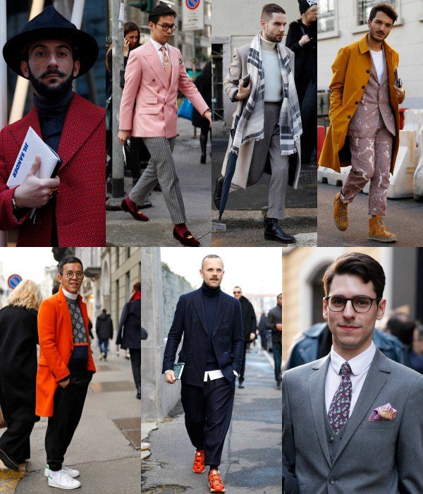 MILAN FASHION WEEK Un ejemplo claro de spezzato (con americana en rosa sobre pantalón gris de raya fina), junto a otros ejemplos de outwear de pasarela, siendo el abrigo largo el rey durante los desfiles de esta temporada en la pasarela masculina de Milán. 