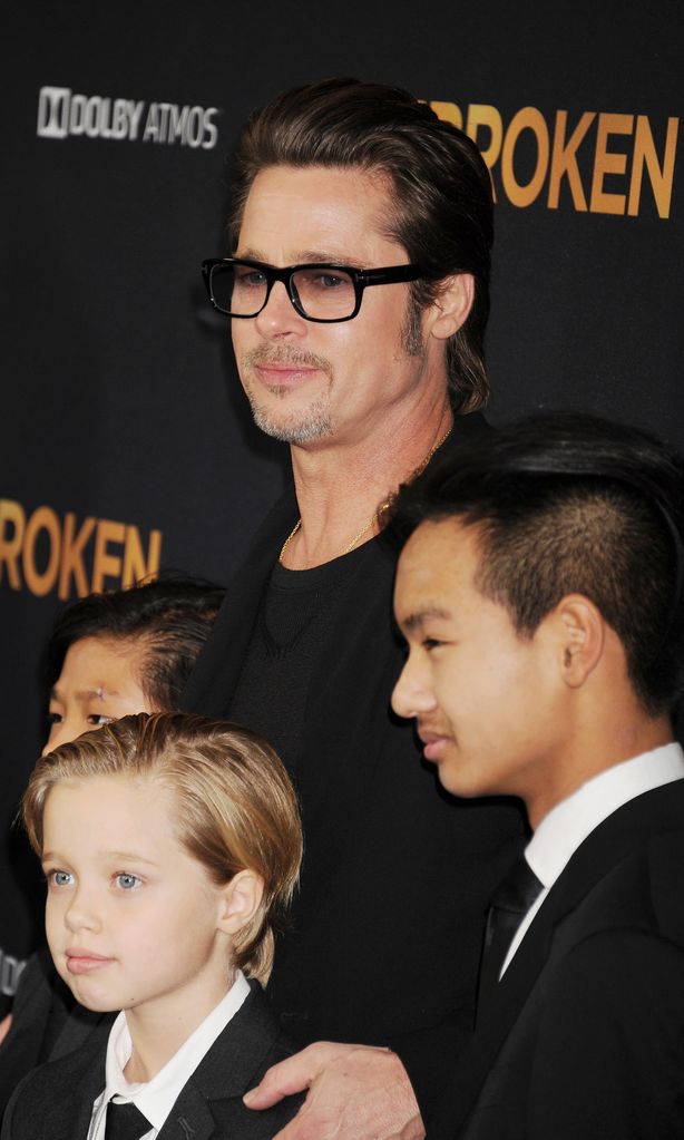 Brad Pitt con sus hijos Pax, Maddox y Shiloh