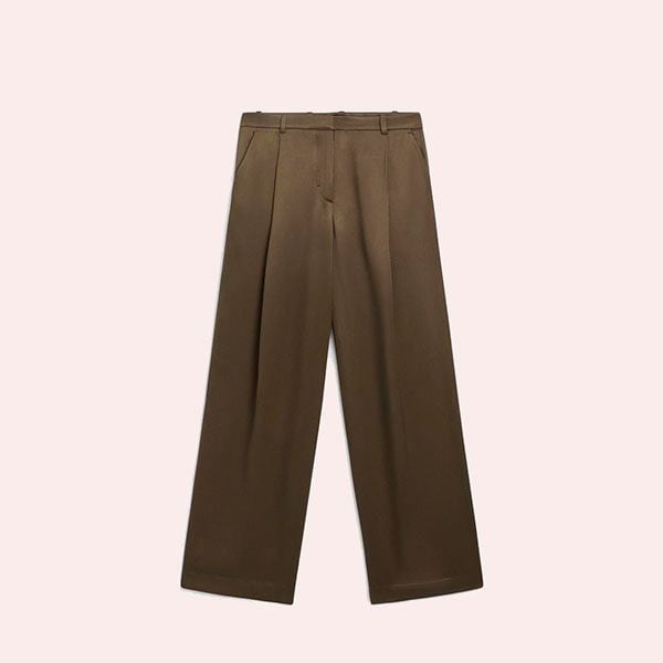 Pantalón 'Wide Leg' Pinzas Satinado de Massimo Dutti