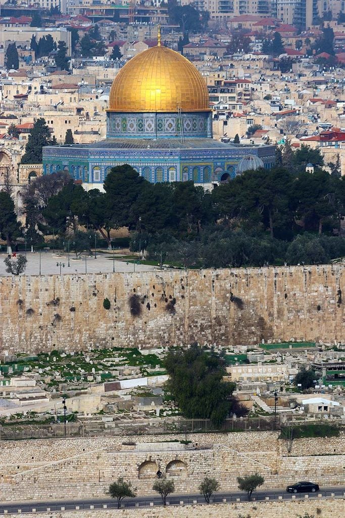 Panorámica de la Cúpula de la Roca desde el Monte de los Olivos, Jerusalén