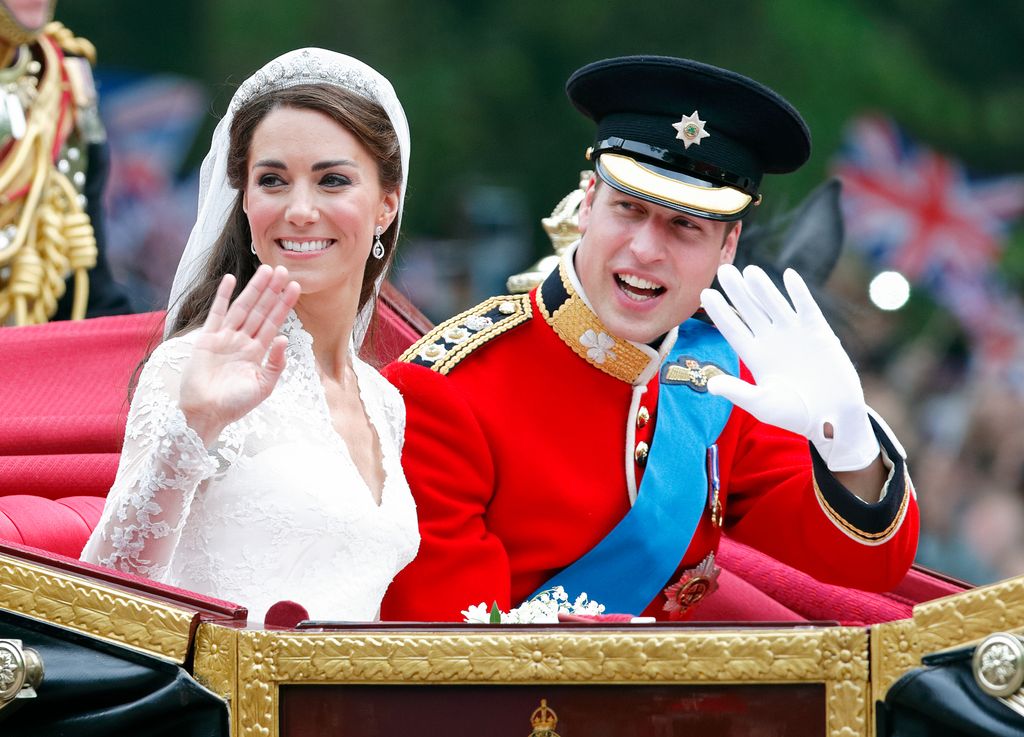 Kate Middleton y el príncipe Guillermo el día de su boda