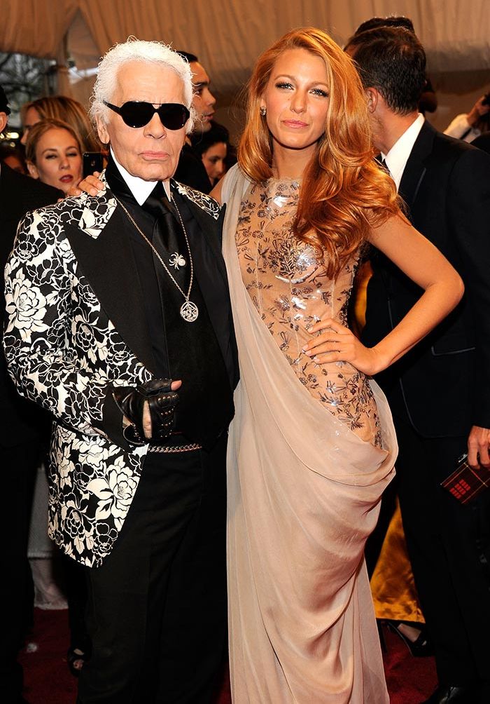 Blake Lively con Karl Lagerfield en la gala MET de 2011