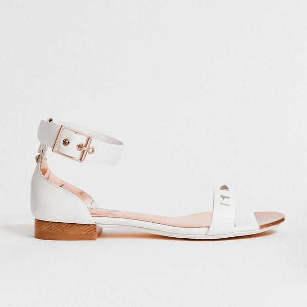 ted baker white leather bow detail flat sandals