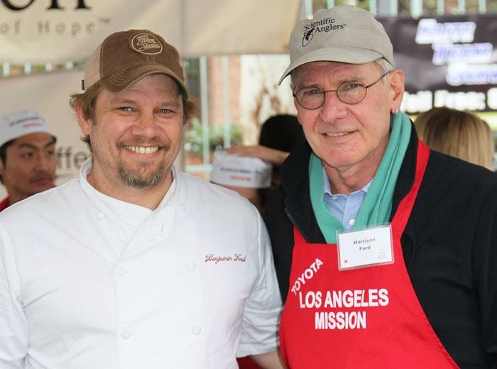 Harrison Ford con su hijo, el chef Ben Ford