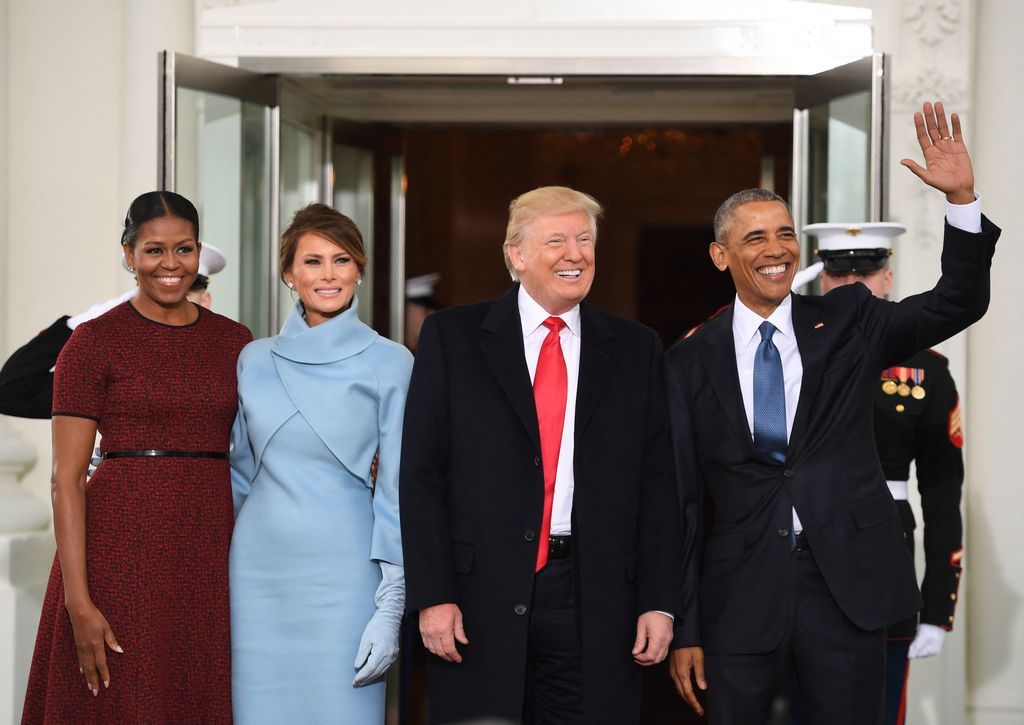 Melania and Donald Trump with the Obamas