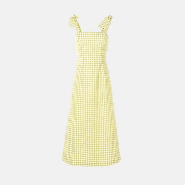 vestido cuadros vichy amarillo