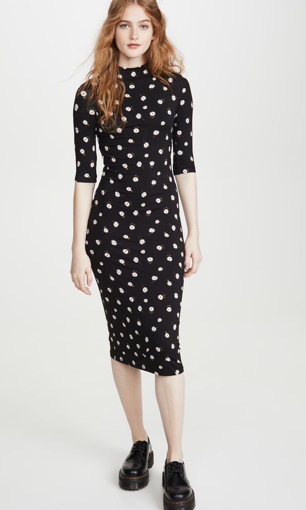 7 vestidos con margaritas delora fitted mock neck dress de alice olivia