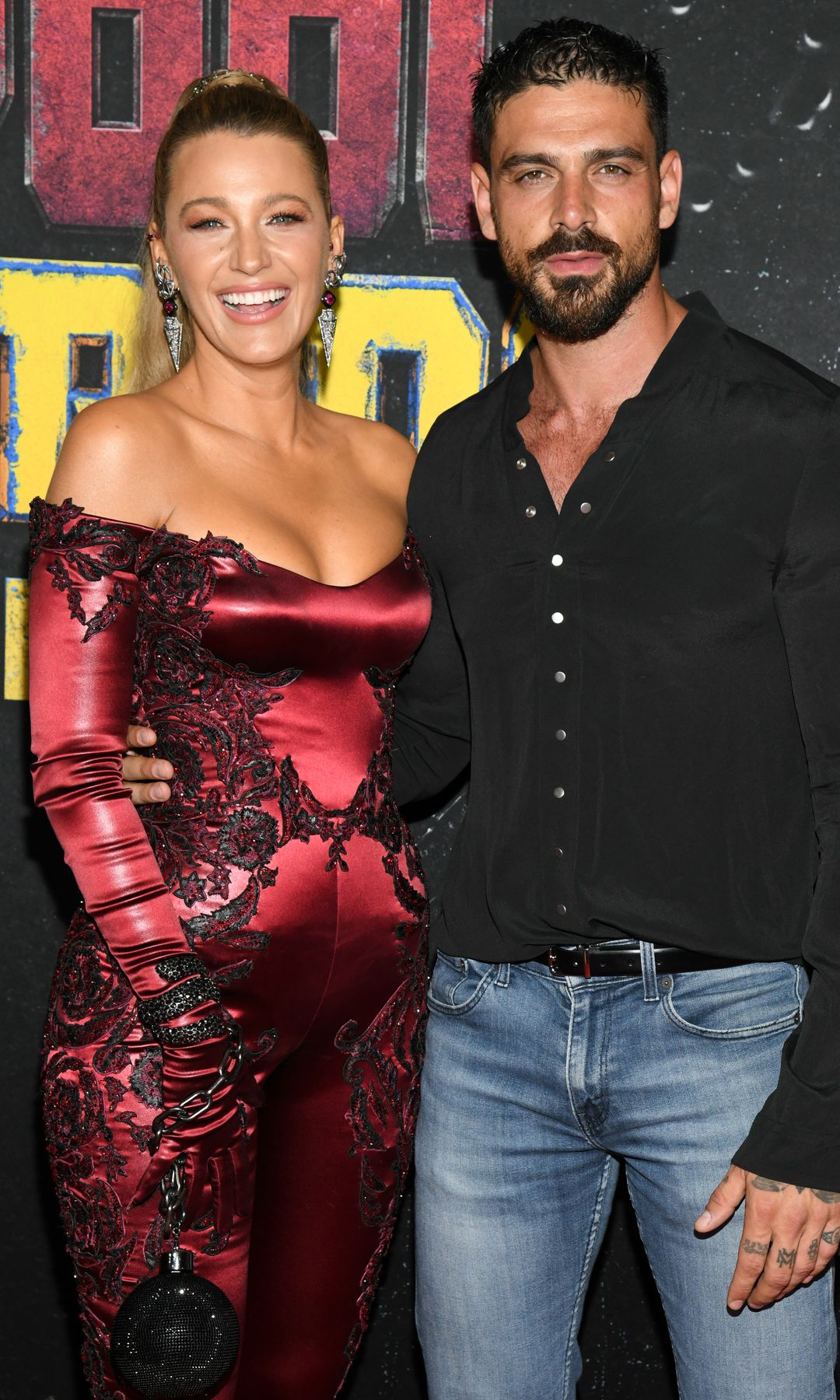 Blake Lively and Michele Morrone at the Marvel Studios' "Deadpool & Wolverine" World Premiere held at David H. Koch Theater on July 22, 2024 in New York, New York. (Photo by Kristina Bumphrey/Variety via Getty Images)