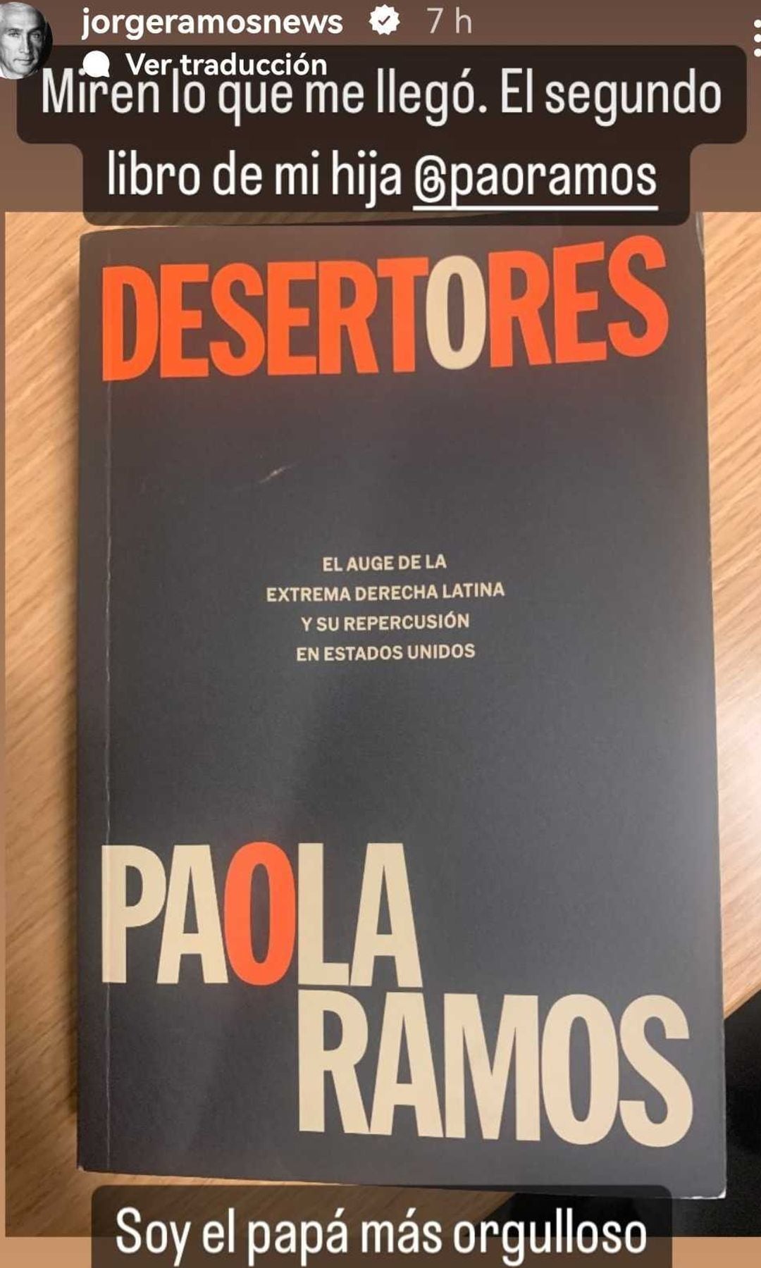 Jorge Ramos presume con orgullo el segundo libro de su hija