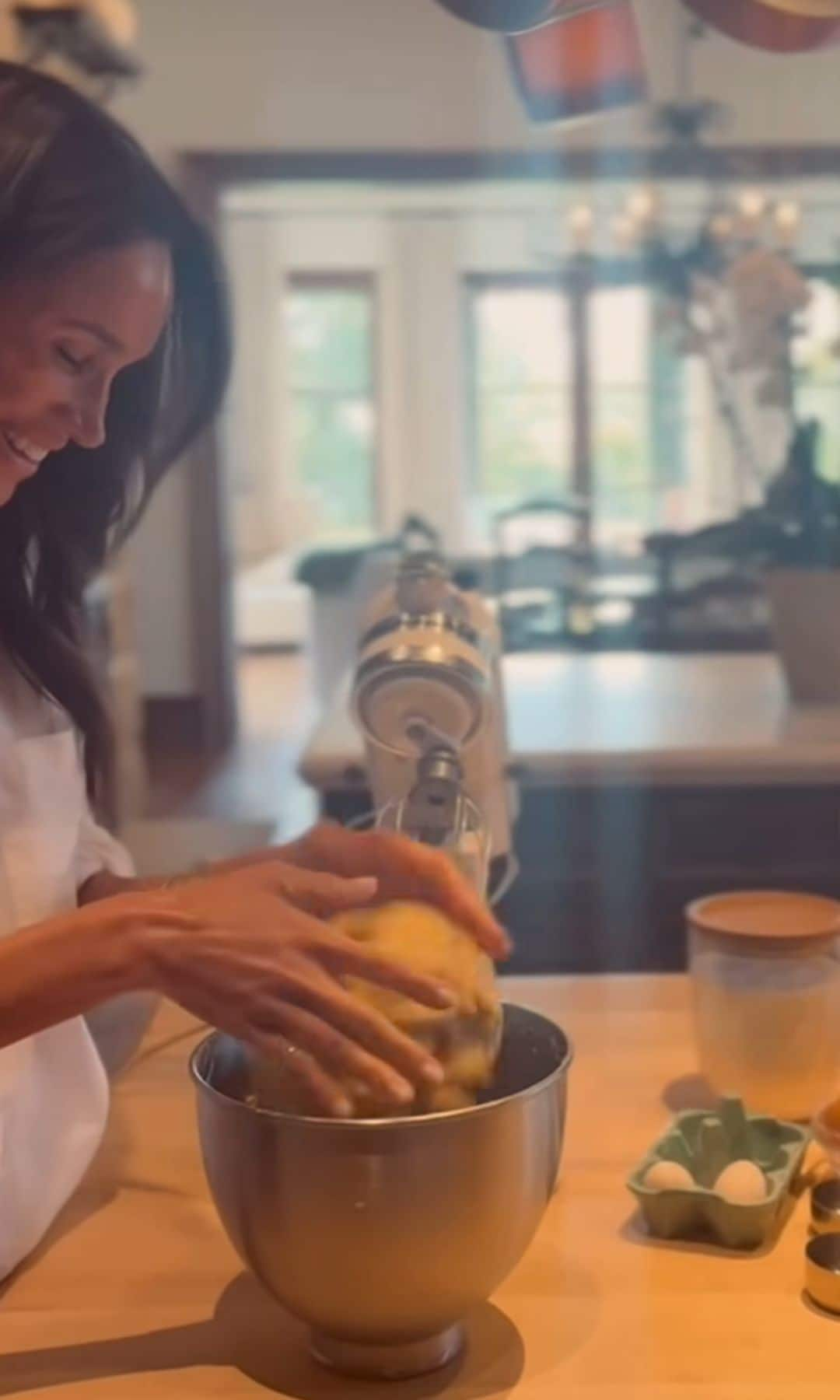 Meghan Markle making mass for homemade cookies.