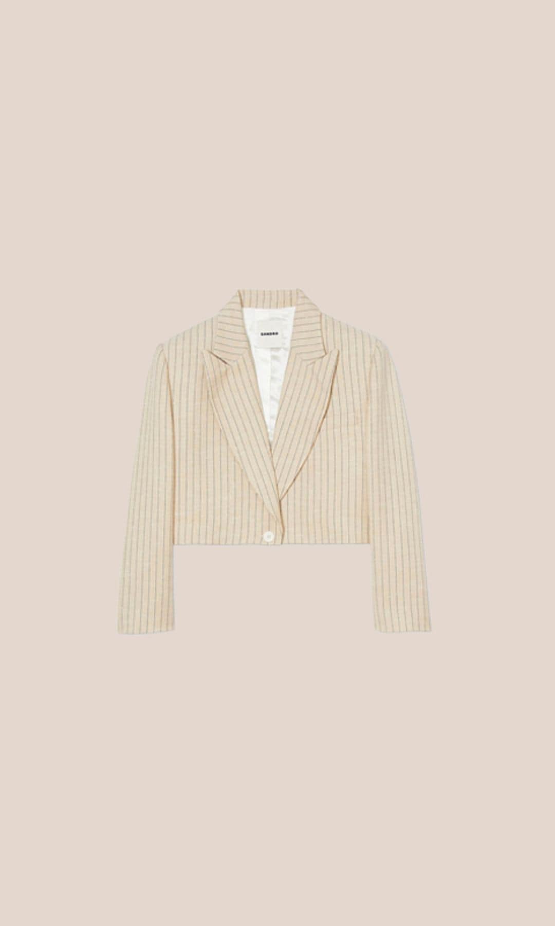 blazer cropped beige de rayas