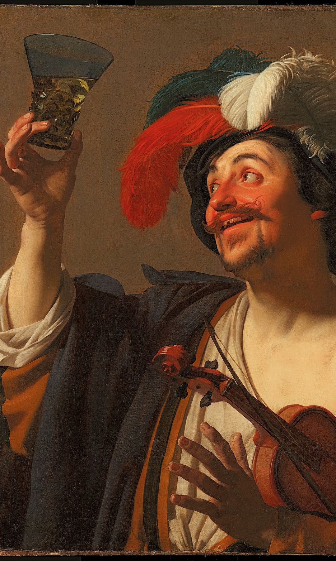 Gerrit van (llamado "Gherardo delle Notti") Honthorst
El violinista alegre con un vaso de vino, c. 1624
Óleo sobre lienzo. 83 x 68 cm