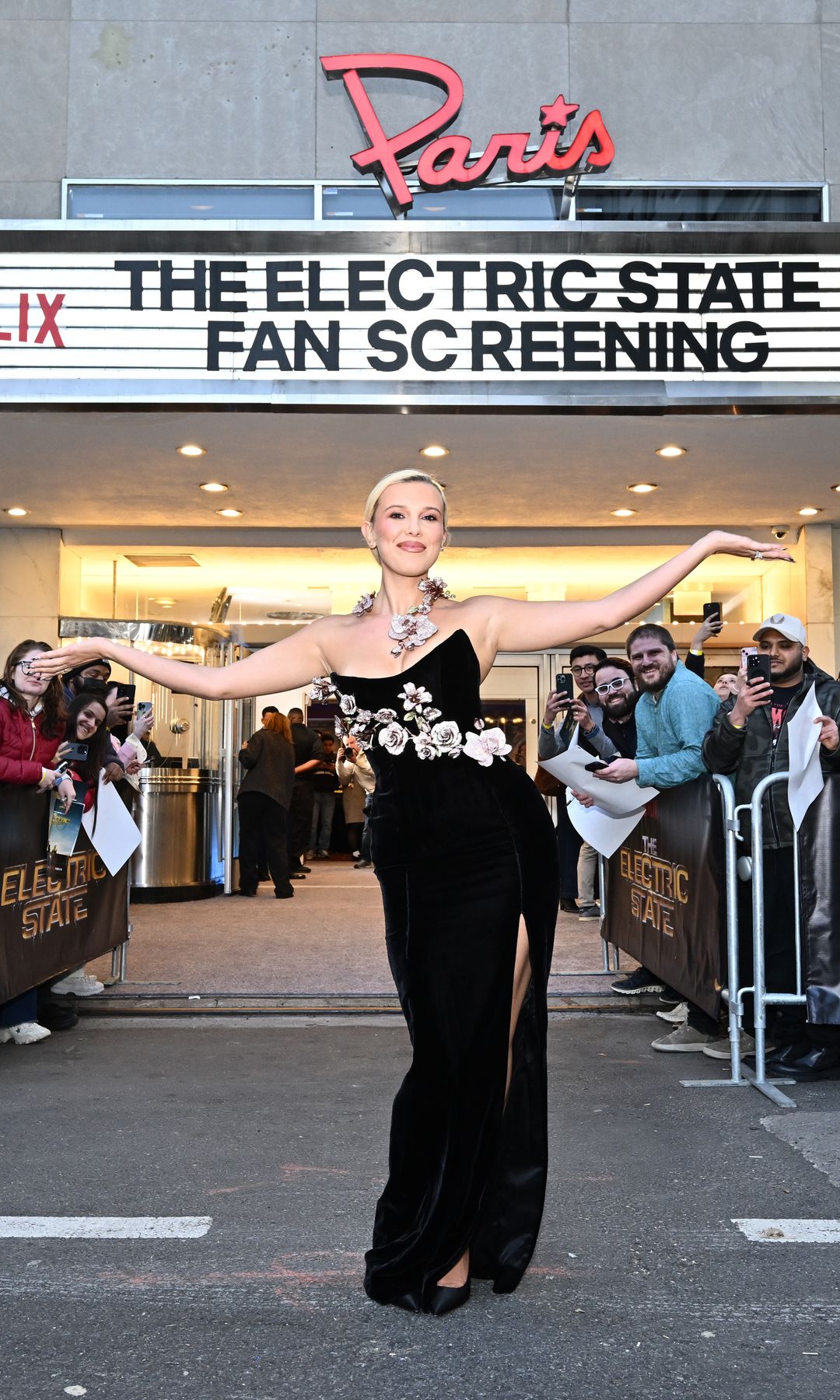 NEW YORK, NEW YORK - MARCH 11: Millie Bobby Brown attends the New York fan screening of Netflix Film The Electric State at The Paris Theatre on March 11, 2025 in New York City. (Photo by Roy Rochlin/Getty Images for Netflix)