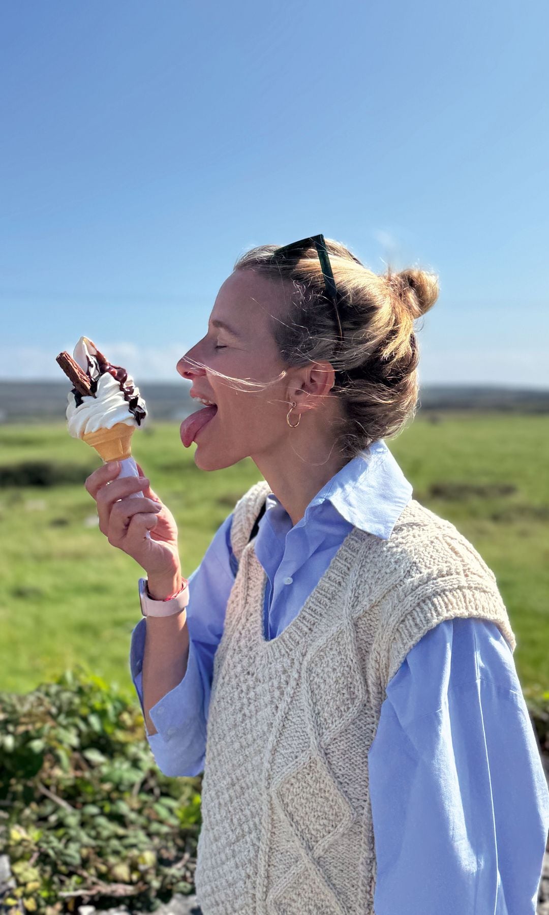 En los acantilados también disfrutó de sus famosos helados