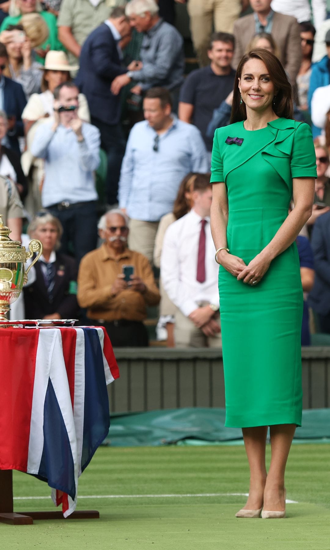 Kate Middleton, princesa de Gales, durante la entrega del trofeo al español Carlos Alcaraz en Wimbledon 2023
