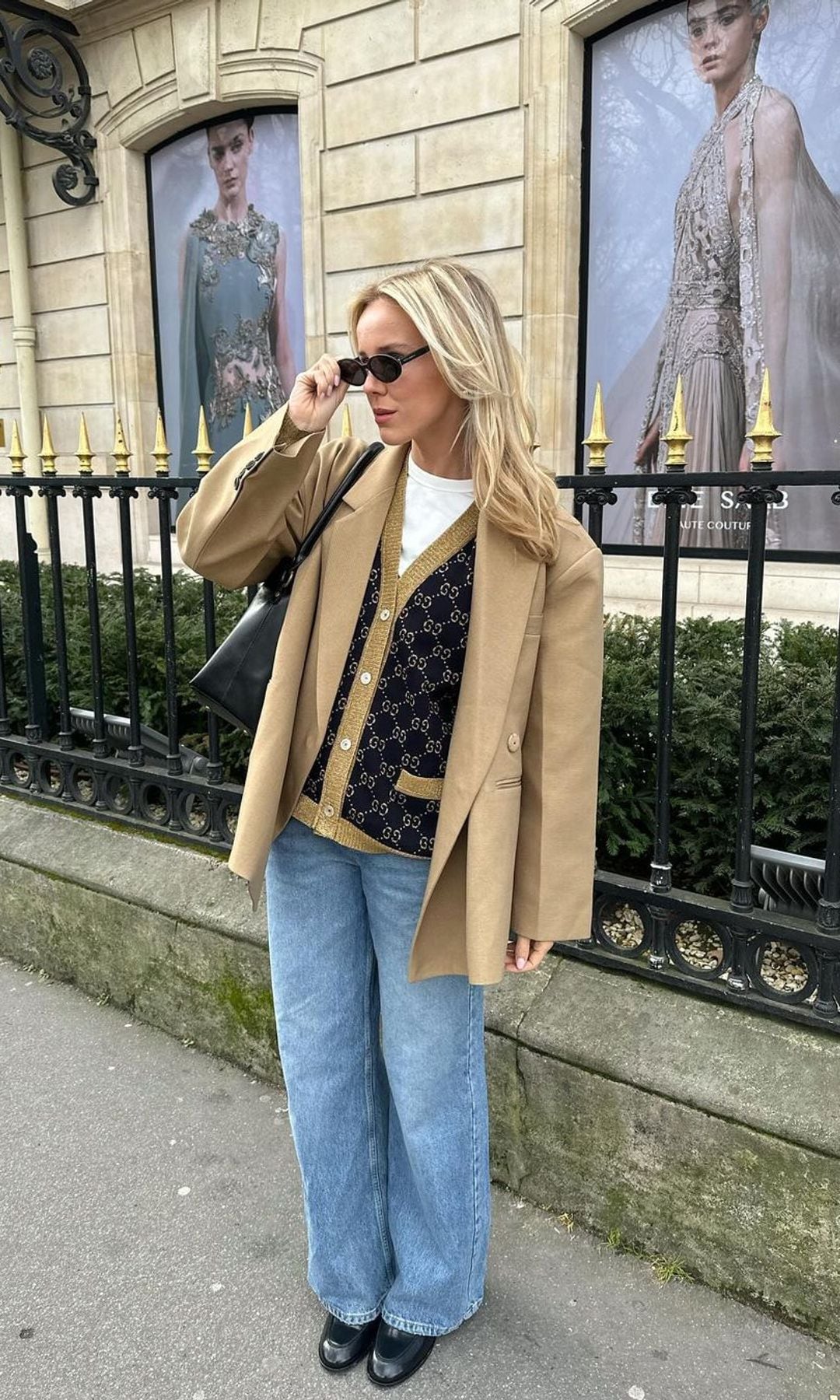 Cardigan with jeans and blazer