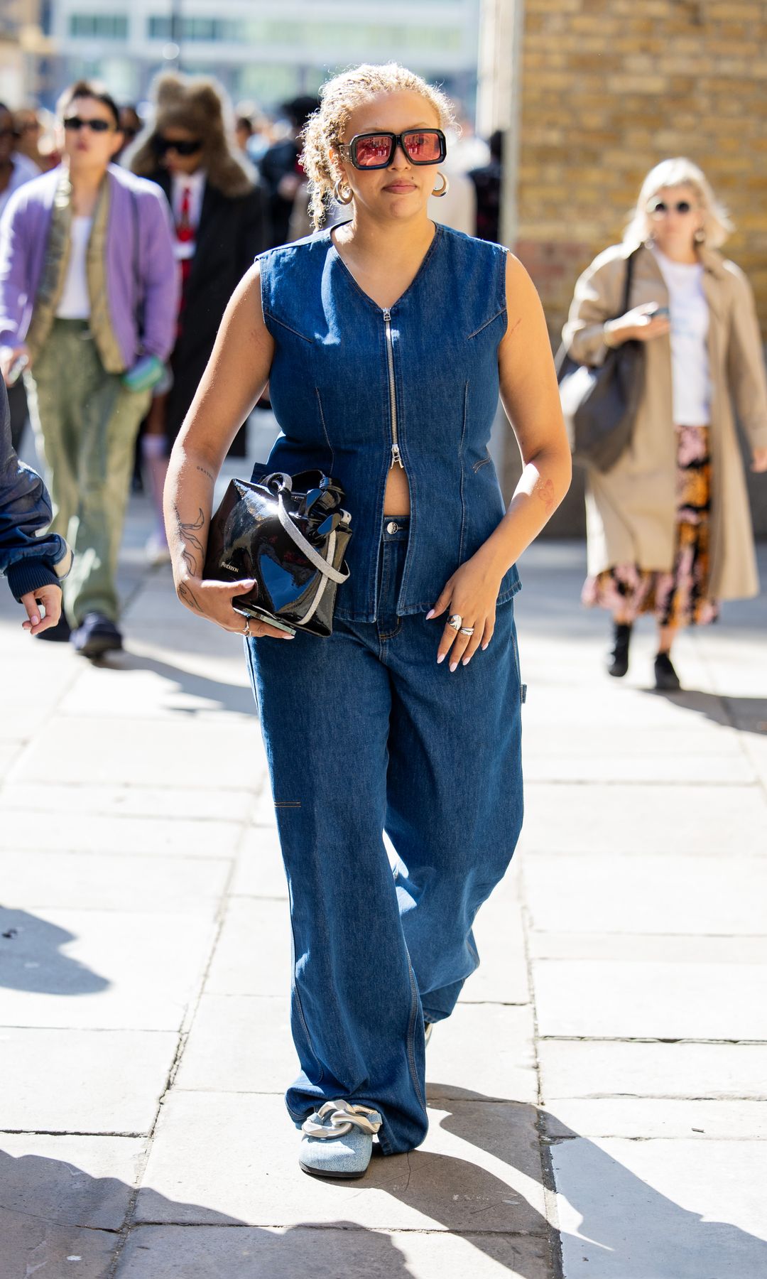 Dark denim vest and pants