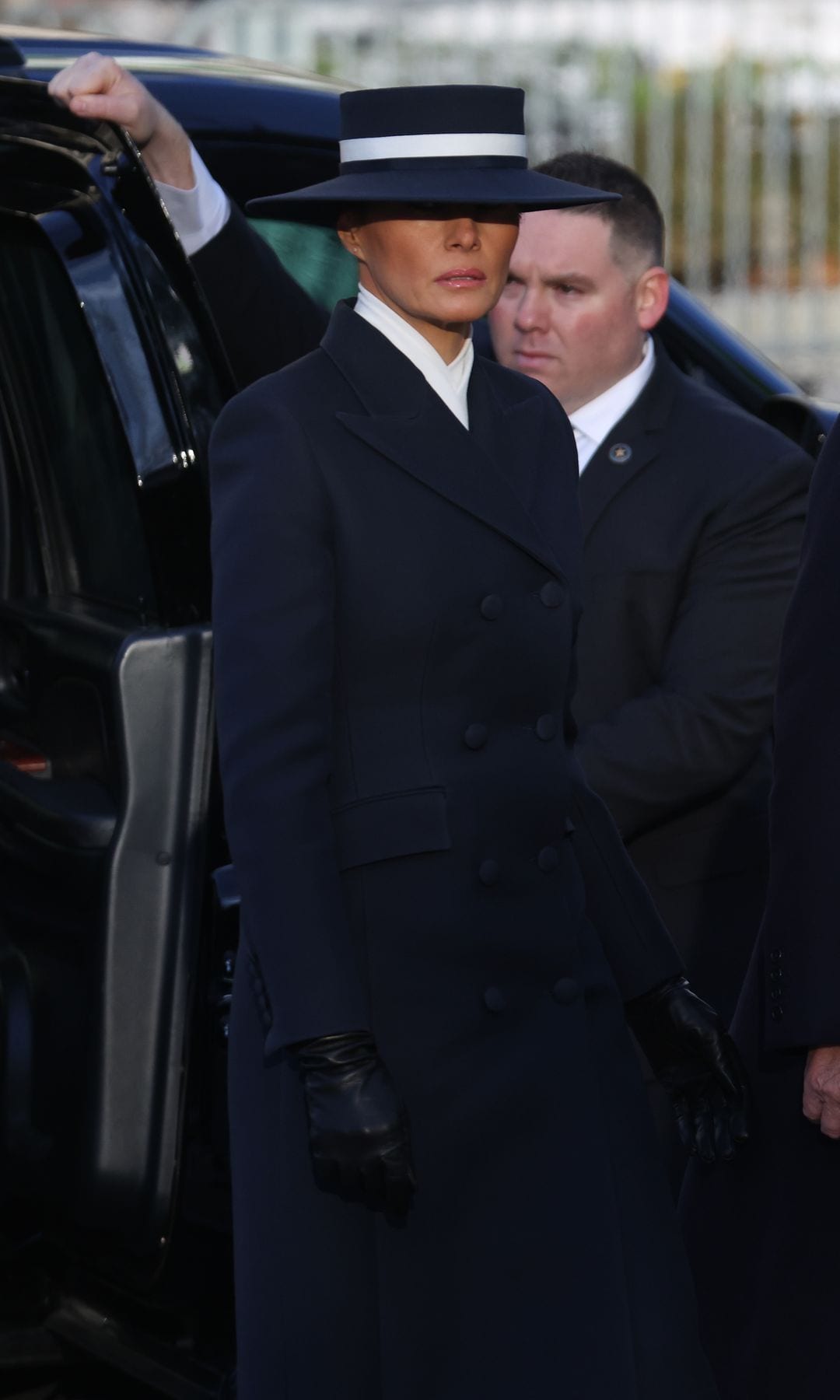 Melania and Donald Trump at a church service at St. John's Episcopal Church in Washington, DC, on January 20, 2025