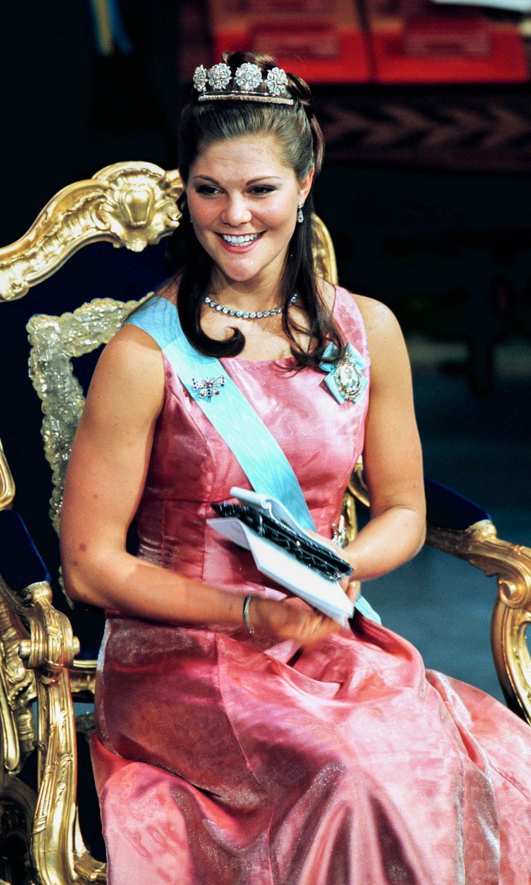 STOCKHOLM,  SWEDEN  -  DECEMBER 10;   Crown Princess Victoria of Sweden attends the Nobel Prize Ceremony at Stockholm Concert Hall, during the 2000 Nobel Festivities, on December 10 2000 in, Stockholm, Sweden..( Photo by Julian Parker/UK Press via Getty Images )