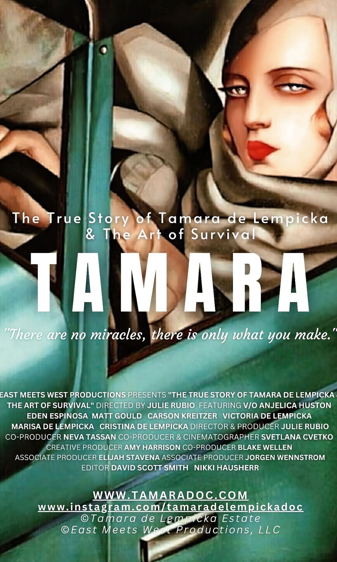 MISTERIO Y SENSUALIDAD 
La artista llegando a Nueva York, subasta en Sotheby’s, Tamara retratada en París y cartel del documental Tamara