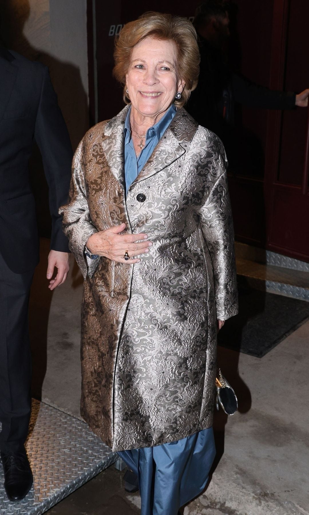 Queen Anne-Marie of Greece at the the pre-wedding party for Prince Nikolaos and Chrysi Vardinogianni in Athens, Greece. BACKGRID UK 7 FEBRUARY 2025 