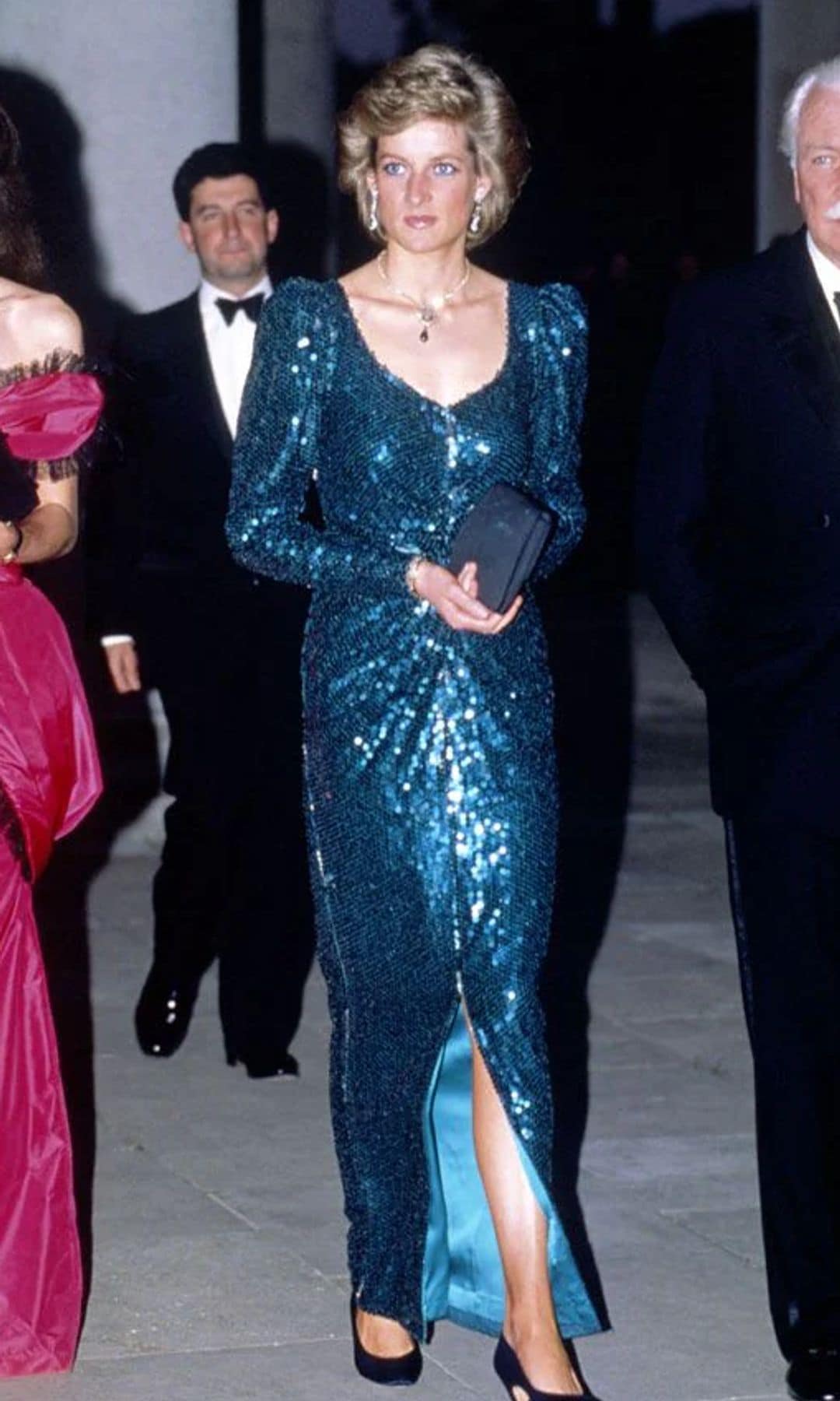 Diana de Gales vestido azul de lentejuelas