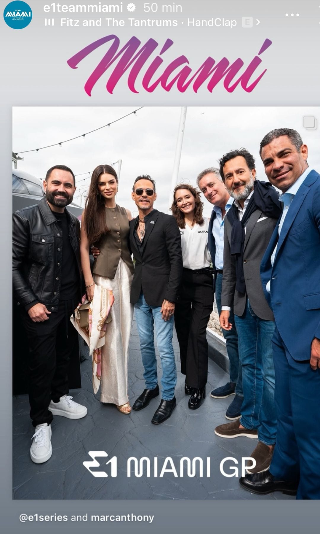 Nadia Ferreira con Marc Anthony en el evento del EI Team Miami