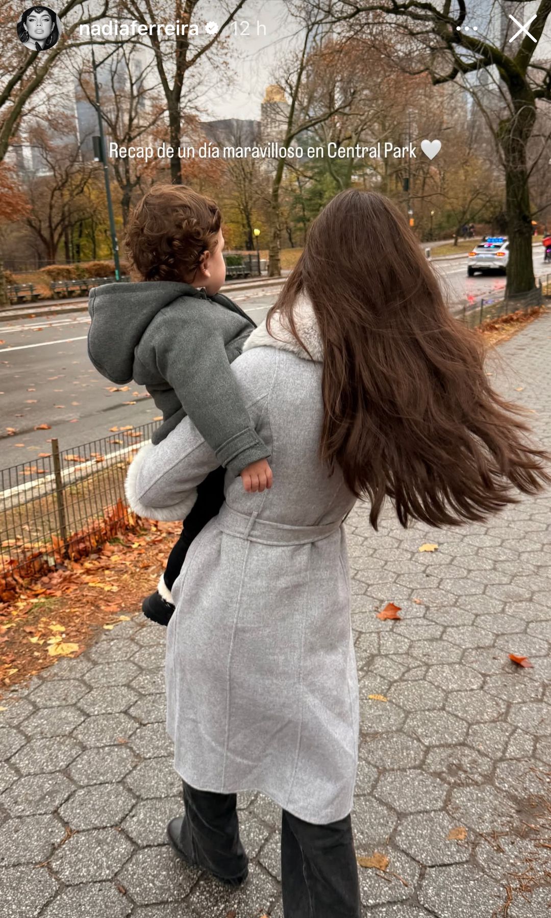 Nadia Ferreira con su bebé Marquitos en Central Park