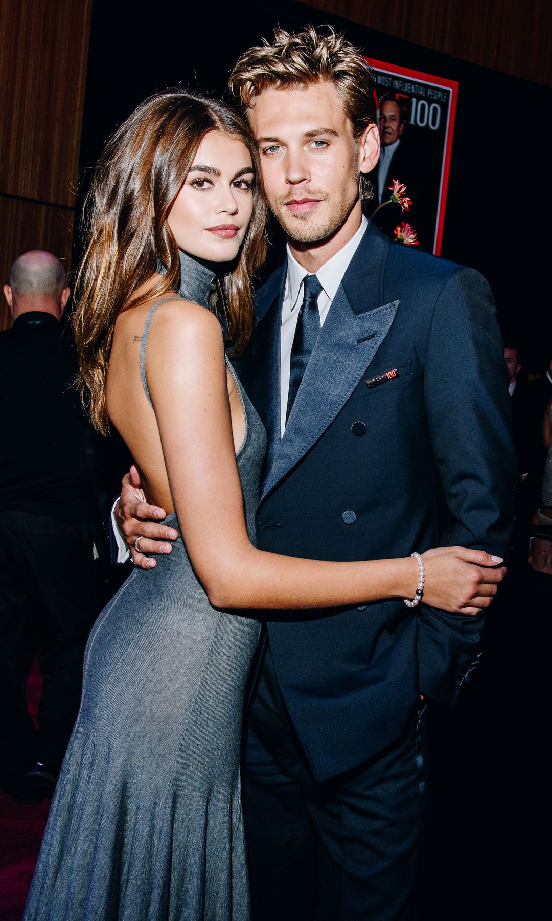 Kaia Gerber and Austin Butler at the TIME100 Gala held at Frederick P. Rose Hall on April 26, 2023 in New York City. (Photo by Nina Westervelt/Variety via Getty Images)