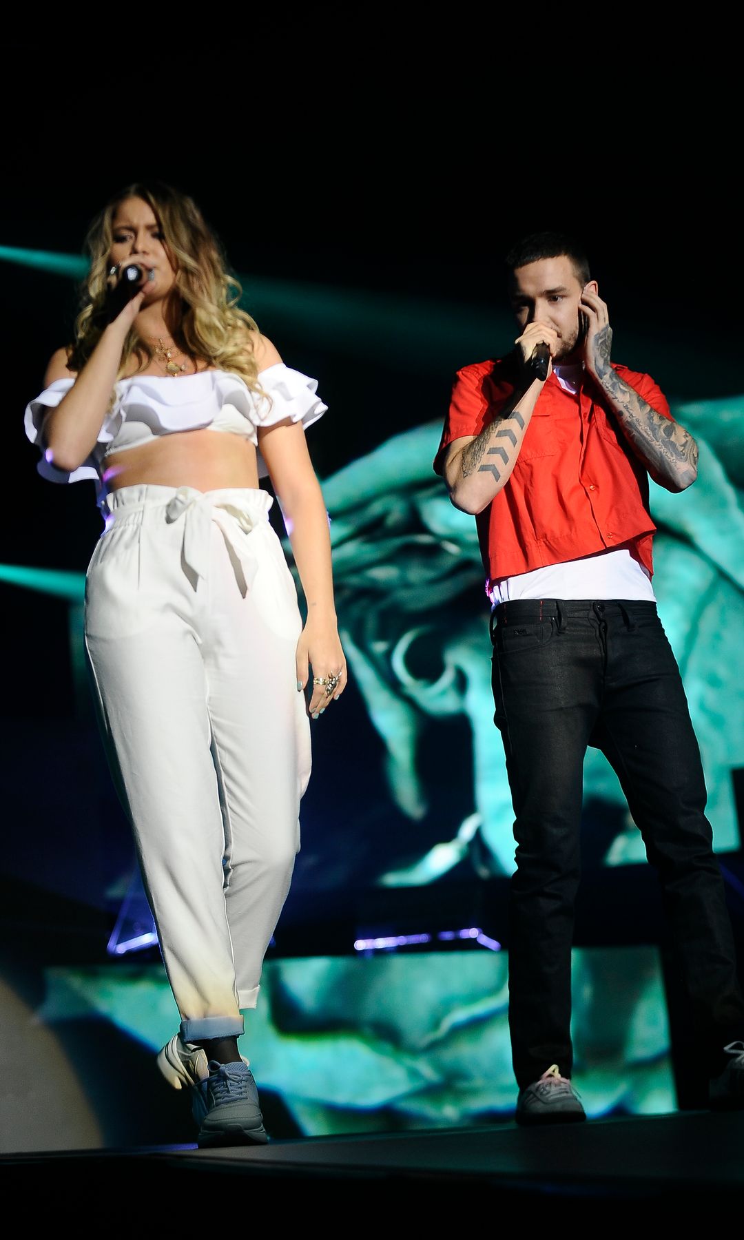 Sofía Reyes y Liam Payne en LOS40 Primavera Pop en el Sports Palace de Madrid, el 4 de mayo de 2018 