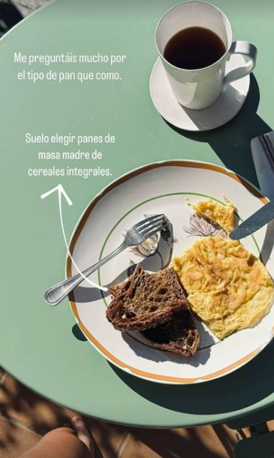 El desayuno de Vanesa Lorenzo con tostadas y tortilla