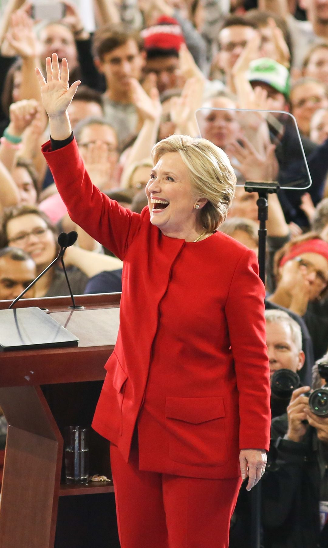 Hillary Clinton en el campus de la Universidad de Carolina del Norte, en 2016