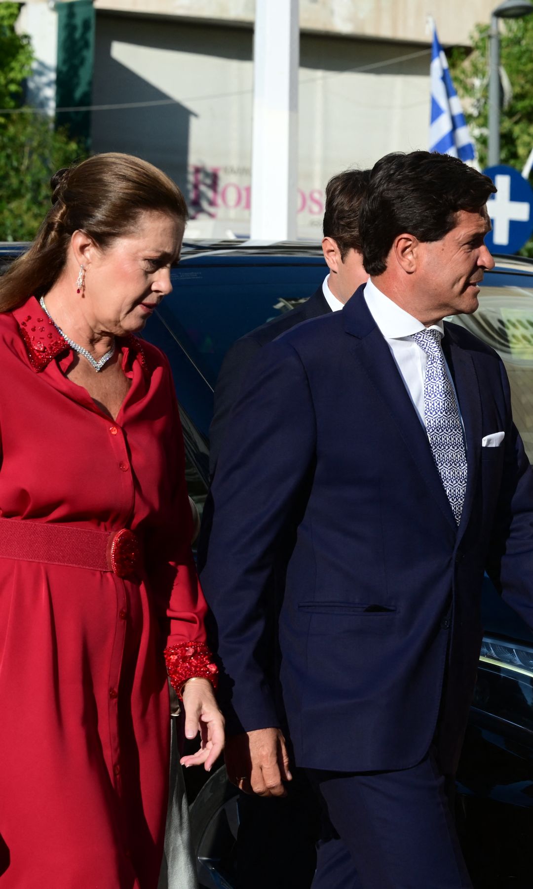 Princess Alexia of Greece and Carlos Morales with their children Arrietta, Ana Maria, Carlos and Amelia during wedding of Princess Theodora of Greece and Matthew Kumar in Athens, Greece, on September 28 2024 