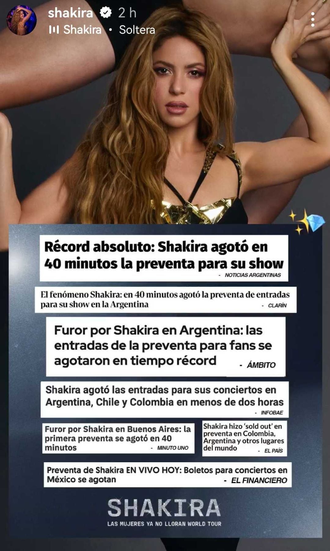 Shakira ha roto récords con las ventas de sus boletos