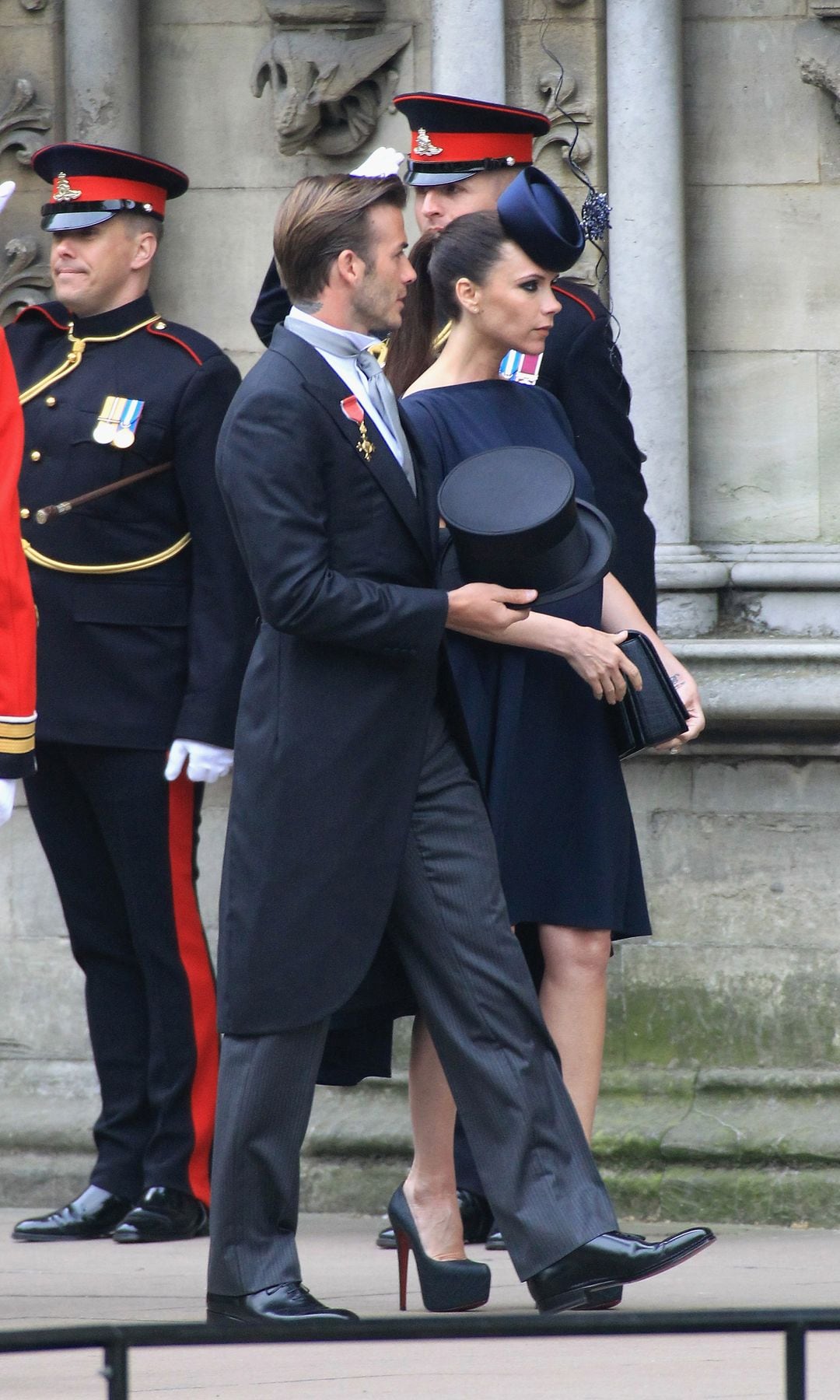 David y Victoria Beckham a su llegada a la boda real del príncipe Guillermo con Kate Middleton en la Abadía de Westminster en abril de 2011