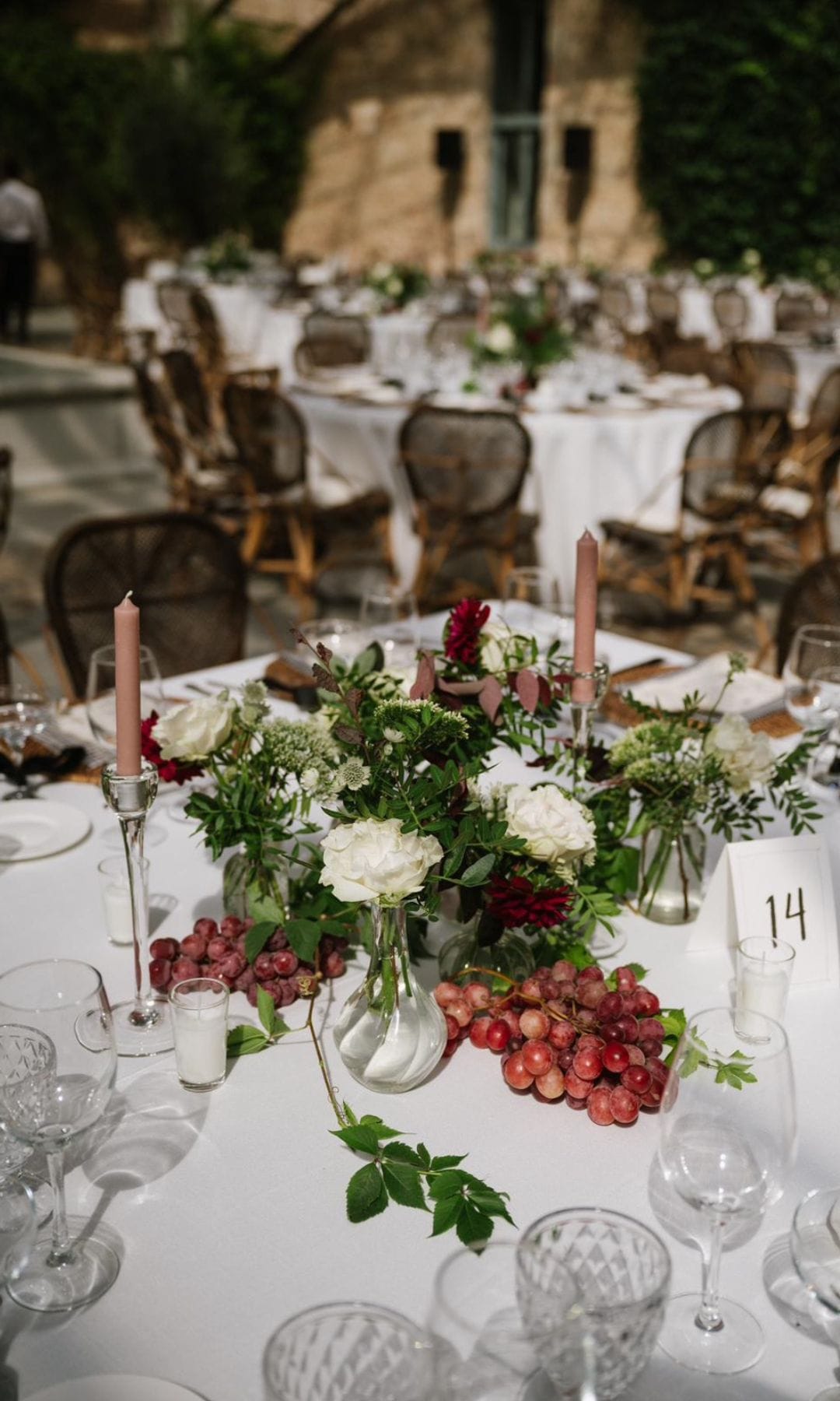 Centros de mesa de boda con frutas