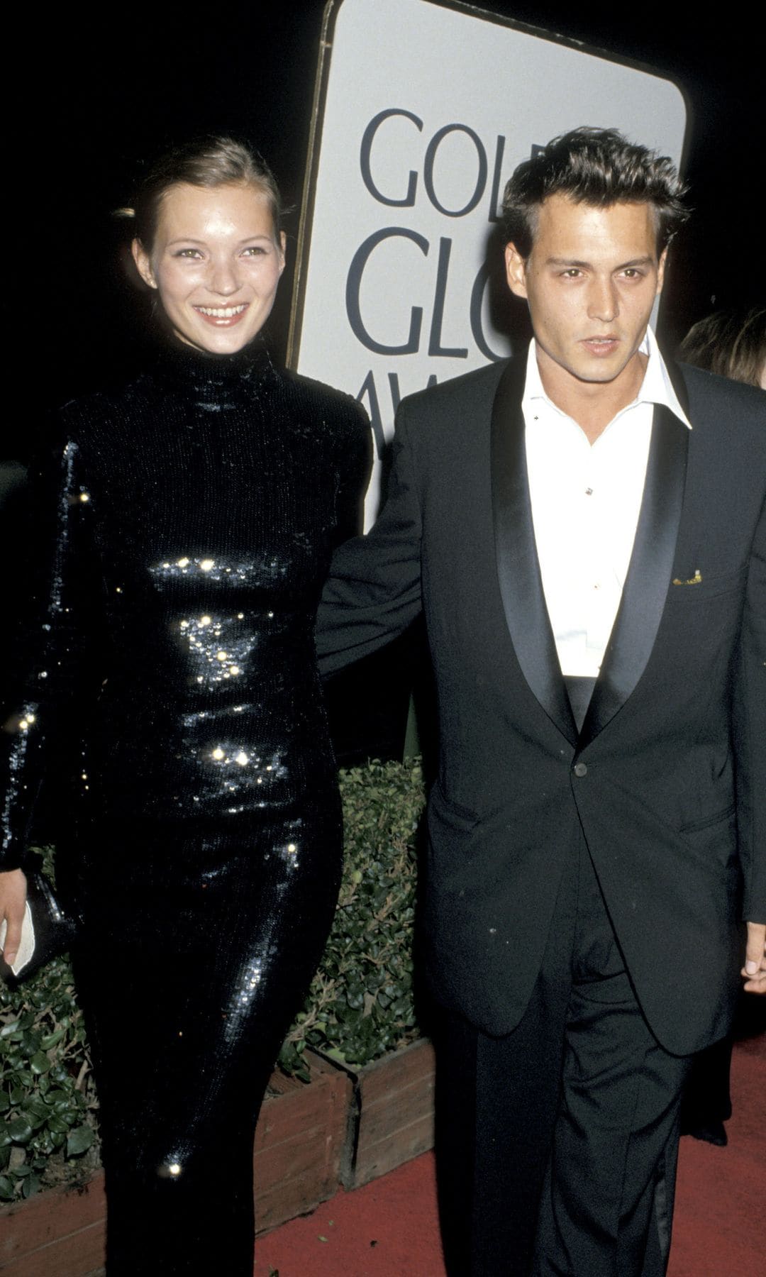 Johnny Depp y Kate Moss en 1995 en los Golden Globe Awards