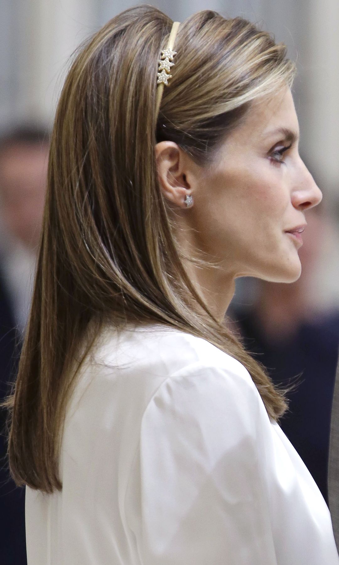 Queen Letizia of Spain receives Ruta Quetzal BBVA 2014 participants at El Pardo Palace on July 21, 2014 in Madrid, Spain.  (Photo by Europa Press/Europa Press via Getty Images)