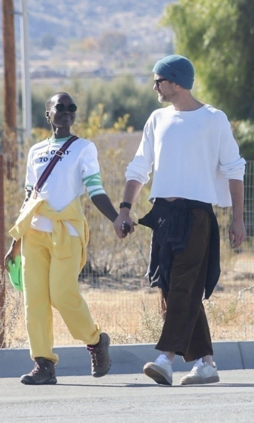 Joshua Jackson y Lupita Nyong'o, se tomaron de la mano durante un paseo cerca del resort Autocamp en Joshua Tree, California, en diciembre pasado