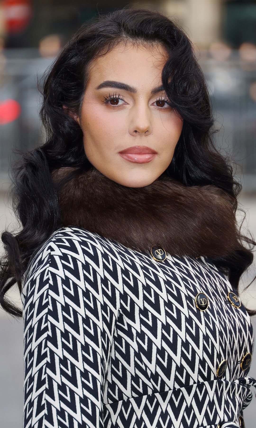 Georgina Rodríguez attends the Valentino Womenswear Fall/Winter 2025-2026 show as part of Paris Fashion Week at Institut du Monde Arabe on March 09, 2025 in Paris, France. (Photo by Marc Piasecki/WireImage)