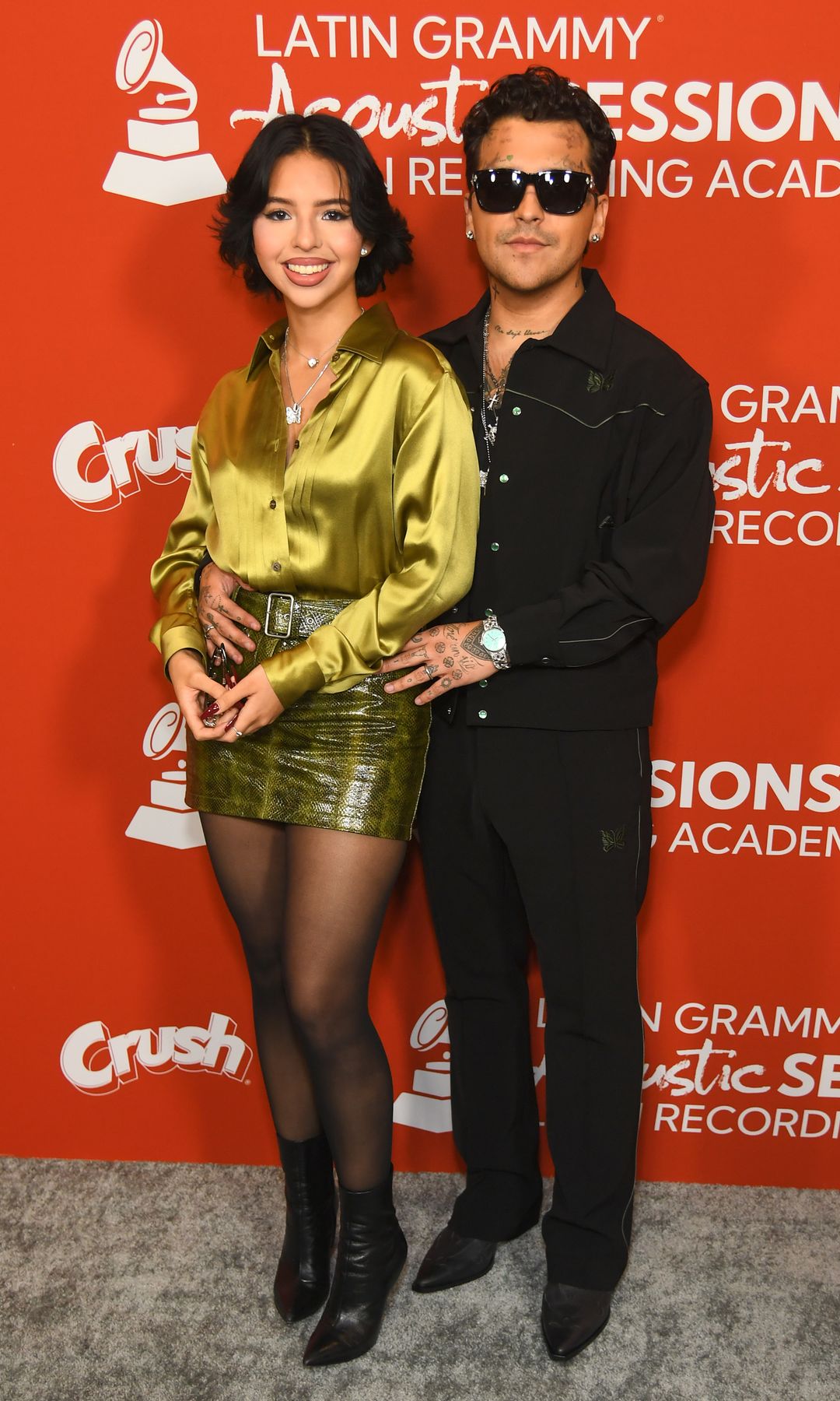 Ángela Aguilar y Christian Nodal juntos en Latin GRAMMY Acoustic Sessions en el GRAMMY Museum en Los Ángeles, California 