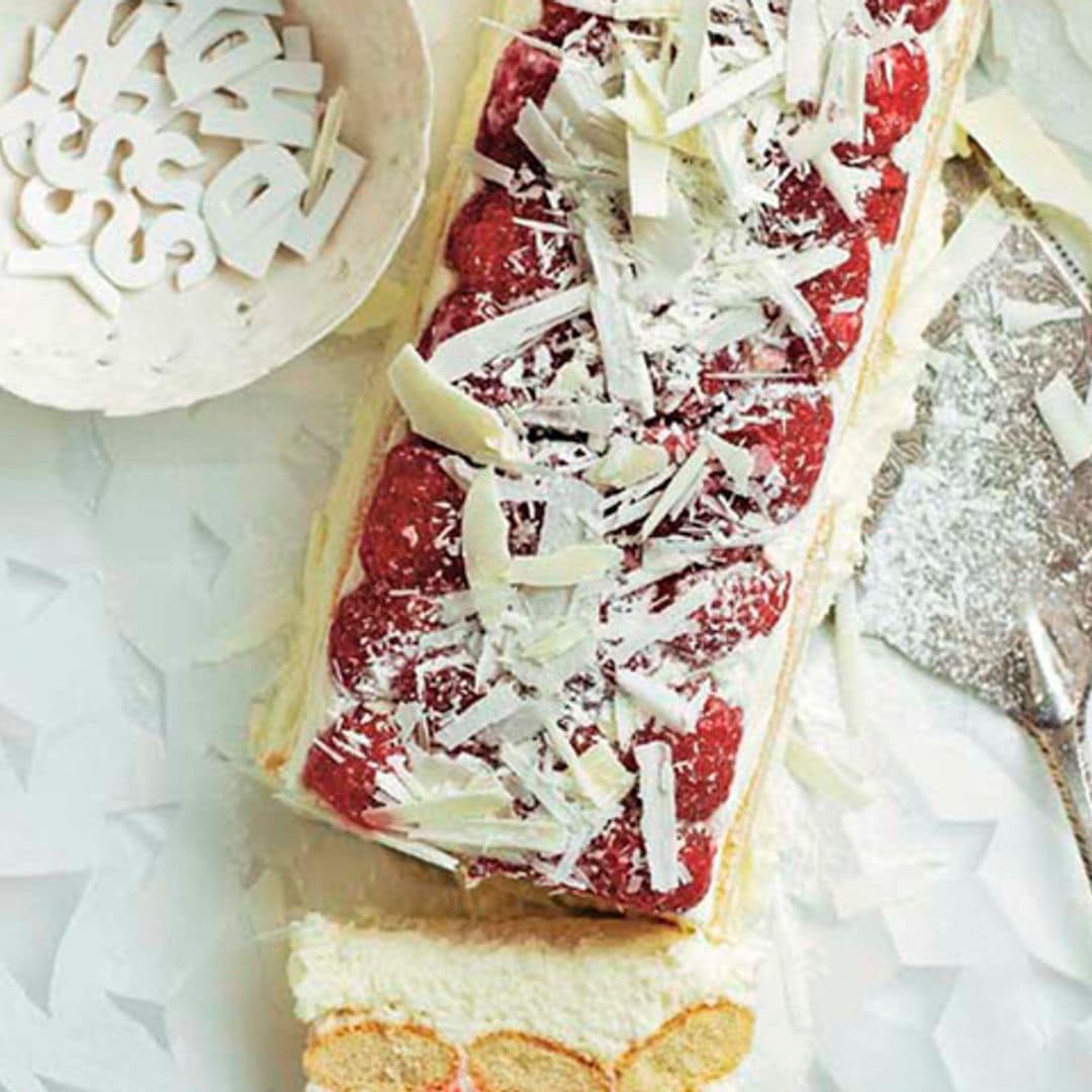 Tarta de chocolate blanco y frambuesas