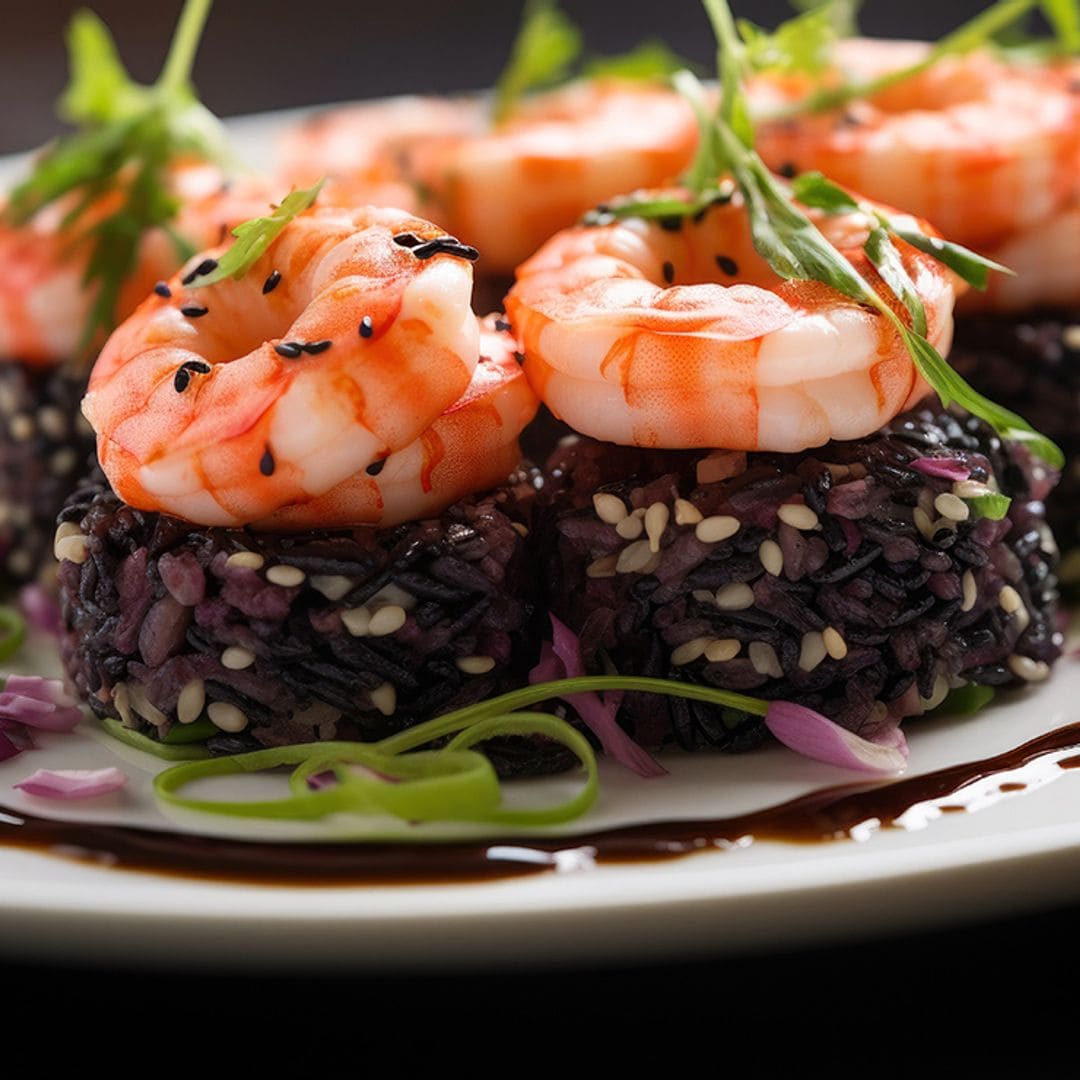 Bocaditos de arroz venere con gambas